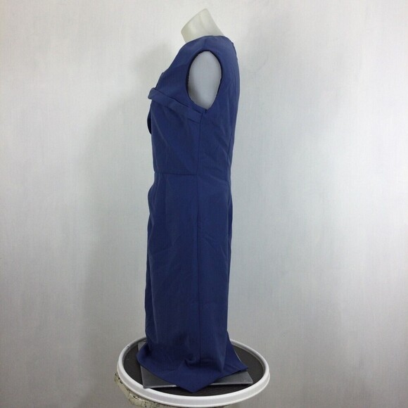 Lafayette 148 New York Dreas V-neck Pleated Twist Sleeveless Blue Dress Size 4 - Picture 5 of 8